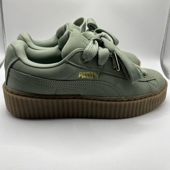 Puma X Fenty Creeper Phatty Nubuck ' Green Fog' Gum Women's Size 6 New - Picture 1 of 6